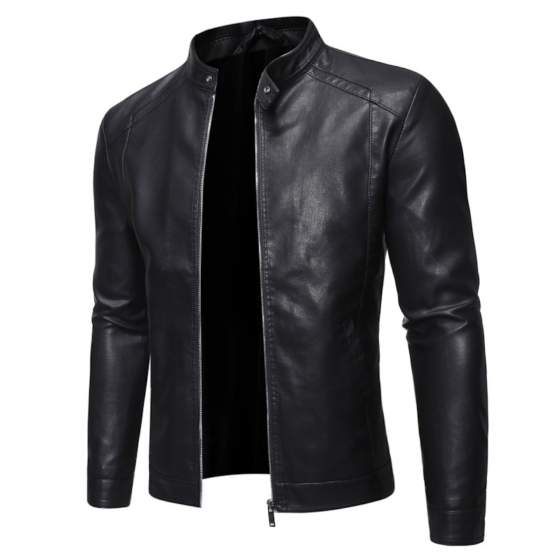 Men's leather motorcycle jacket