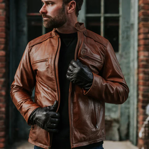 how to style a brown mot leather jacket